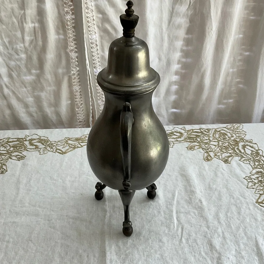 Vintage CK Kurz Tiel Handgemaakt Real Pewter Coffee Tea Urn Samovar 15